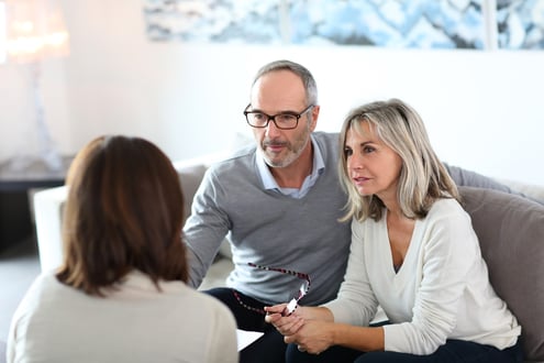 Senior couple meeting financial adviser for investment Senior couple meeting financial adviser for investment